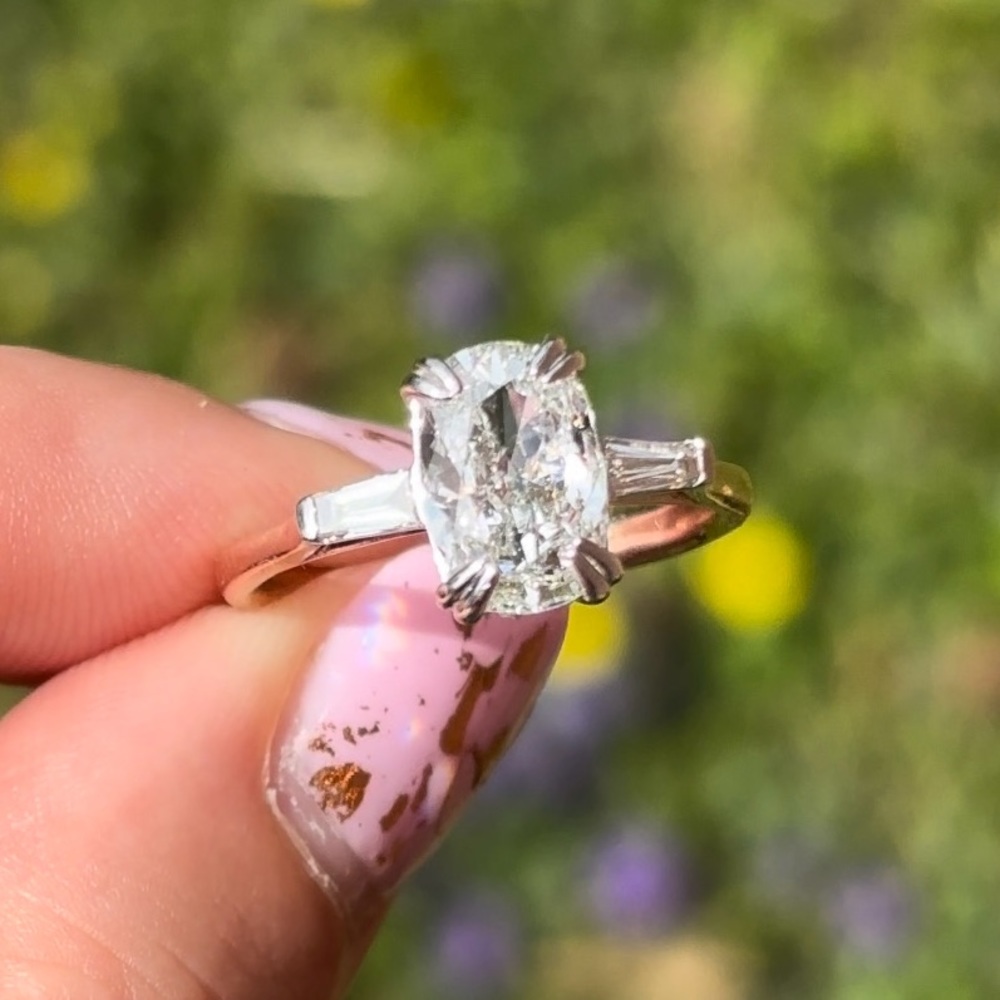 Elongated Antique Cushion Cut Ring